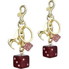 2 pack Dice Crystal Drip, Red Alloys Dice, Handbag Bag Pendant Key Chain, Crystal Women Fashion Charm, Valentine's Day Gifts for Him