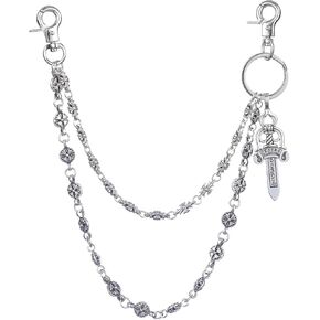 Wallet Chain for Men & Women - Stainless Steel Cross Pants Chain, Durable Biker Keychain for Jeans & Belts, Punk Hip Hop Accessory(C)