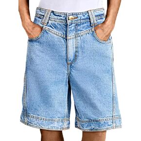 Flamingals Bermuda Shorts for Women Denim High Waisted Knee Length Stretchy Jean Shorts Casual Vintage Summer Jorts