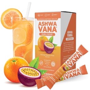 Ashwavana Ashwagandha & Vitamin D Mix مع L-theanine ، K2 ، Rhodiola ، 100mg الكافيين الذي يطلقه الوقت-نكهة فاكهة العاطفة البرتقالية. أمريكا رقم 1 شوا مشروب