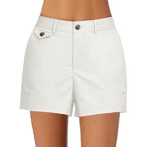 luvamia Dress Shorts for Women Trendy High Waisted Business Causal Summer Elastic Waist Trouser Shorts with Pockets