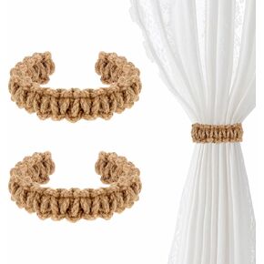 2 عبوة ملهمة الستار tiebacks الستائر الريفية Holdbacks Handmade المصنوعة يدويا حاملي الستائر الستارة البوهو الترابية روابط السنانير لزرارة مزرعة الخفيفة وزن غرفة نوم الإكسسوارات