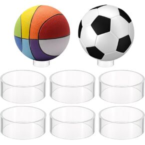 JUXYES Pack of 6 Sphere Display Stand, Clear Sphere Holder Small Plastic Display Stands Round Display Easel Stands for Basketball, Volleyball, Soccer, Softball, Crystal Balls, Spheres, Collections