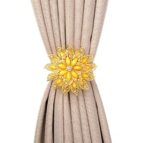 SUQ I OME Classic Luxury Big Crystal Magnetic Curtain Tieback and Holdback Flower Curtain Clips Buckle Curtain Holder Curtain Holdbacks(Silver,2PCS)