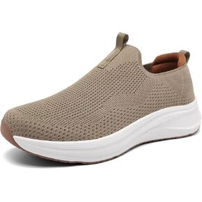Men's Wide Non-Slip Walking Shoes Lightweight Breathable Knit Casual Sneakers Slip On Athletic Shoes Ultra Comfort Durable