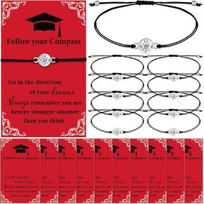 40 Sets Compass Bracelet with Cards 2025 Graduation Gifts Bulk for Her Him Women Men Friendship College Gift Back to School Supplies for Students First Day of School Gifts
