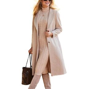 IDEALSANXUN Womens Long Wool Coats Fall Winter Single Breasted Trench Coat Dressy Jackets Peacoat