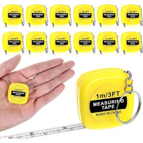 12 Pieces Tape Measure Keychains, 1.5 Inch Functional Mini Tape Measures with Stable Slide Lock Construction Party Favors Tape Measure for Birthday Party Favors Gift Bag Fillers Prize 1 m/ 3 ft in Kuwait