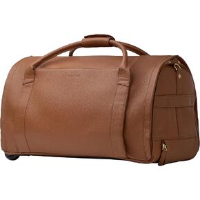 Wool & Oak - Nova Large Duffle Bag مع عجلات - حمل أكياس مزرقة للملابس ليلي وضحاها ، أكياس سفر مع مقصورة الأحذية وجيب التكنولوجيا - هدايا لأبي (جلد ، رمال)