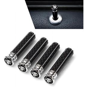 Pack-4 Car Door Lock Knobs, 1.45" x 0.39" Alloy Carbon Fiber Rust-Proof and Easy to Grip Door Lock Bolt Pin, Personalized Skull Modification Decoration, Universal for Most Cars (Black)