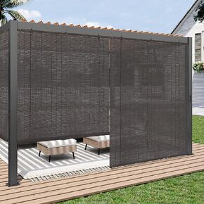 Outdoor Roller Shades for Patio, Exterior Waterproof Reed Roller Blinds, Outdoor Bamboo Shades for Patio, Roll Up Screen for Porch, Pergola, Balcony, Gazebo, 16" W x 36" L, Brown