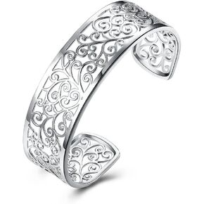 سوار Kacon Sterlling Silver Bangle ، أزياء أساور أغطية أساور مفتوحة بسيطة للنساء