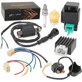 Ignition Coil Kit with 5 Pin AC CDI Box Voltage Regulator Rectifier Solenoid Relay & Spark Plug for Kazuma Meerkat 50cc Falcon 70cc 90cc 110cc Taotao Roketa Coolster 110CC ATV 3050B