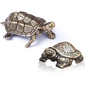 2pcs Brass Fish Animals Feng Shui Koi Figurines Small Animal Statues Desktop Lucky Treasure Ornament for Home Office Decoration