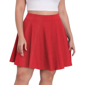 LOUSGUTA Women Plus Size Mini Skirt Stretchy High Waisted A Line Flared Casual Workout Athletic Skater Skirt for Women