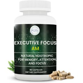 12-in-1 Natural Nootropic Brain Support Supplement with Shilajit, Choline, Alpha GPC, Ashwagandha, Theobromine, L Theanine, Natural Caffeine for Memory, Energy, Focus 30 Day Supply