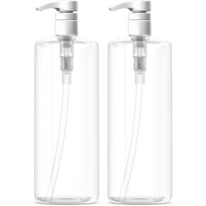 Bar5F Pump Bottle 32-Ounce 1-Liter Empty for Shampoo Conditioner Body Wash Lotion BPA-Free Crystal-Clear (Pack of 1)