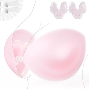 Strapless Padded Bra, Truly Invisible Sticky Push Up Backless Bra, Totally Seamless Adhesive Front Buckle Gather Bras