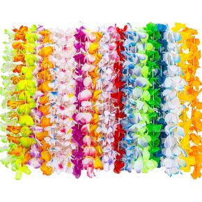 24 PCS Hawaiian Leis for Luau Party - MAQIHAN Hawaiian Flowers Leis Hawaiian Leis Bulk Hawaiian Leis Flower Necklace Hawaiin Leis for Hawaiian Beach Themed Birthday Party Favors Wedding Decorations