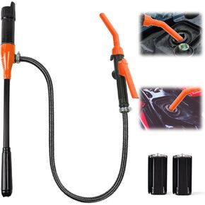 Portable Power Battery Pump - Electric Liquid Gas Water Siphon Transfer Hand Pump, 2.4 GPM Battery Operated Adjustable Flow Control Extractor for Gasoline, Car, Fuel, Diesel Transfer (Orange)