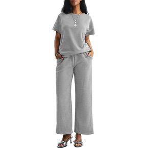 CHERFLY 2 Piece Outfits for Women Wide leg Pants Sets Loose Tracksuits 2025