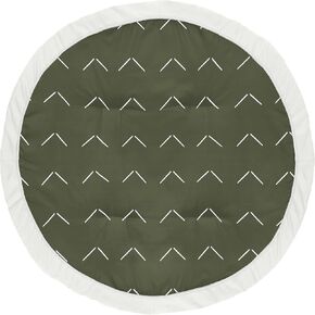 Sweet Jojo Designs Dark Green Boho Chic Girl Boy Unisex Baby Playmat Tummy Time Infant Play Mat Solid Sage Hunter Ivory Bohemian Gender Neutral Linen Macrame Modern Farmhouse Designer Minimalist Tuft in Kuwait