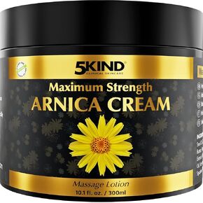 5kind Extra Strong Arnica Cream 10.1 Fl Oz - Natural Fast Acting Relief Arnica Cream for Bruising and Swelling - High Concentration Arnica Montana Extract Cream for Bruises - Arnica Bruise Cream.