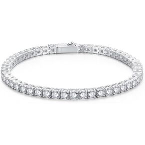 حارة وودز محاكاة أساور التنس موياسانيت مويسانيت: 18K الذهب الأبيض مطلي 925 سوار سلسلة الفضة الاسترليني للنساء المجوهرات الرجال