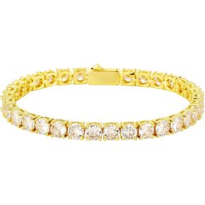 Tennis Bracelets for Women Trendy Dainty 14K Golden Silver Plated 5MM Pink Green Cubic Zirconia Brithstone Charm Bracelet for Men