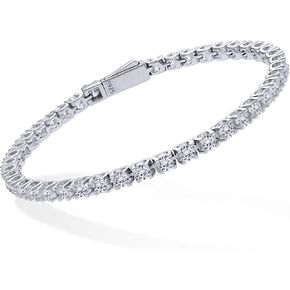 Moissanite Tennis Bracelets for Women, 925 Sterling Silver 18K White Gold Plated Bracelet Jewelry, 3MM Dainty Wedding Bracelets for Women Trendy Birthday Anniversary