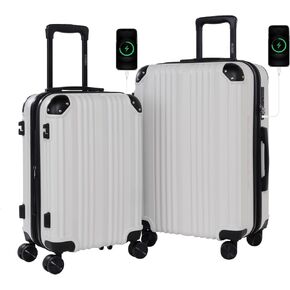 OUZZO Luggage,Carry-on Luggage With Wheels and Corner Protectors,Hardshell Suitcase,Expandable Medium Luggae,Luggage Locks TSA Approved,24-inch Suitcase With USB Port, Black