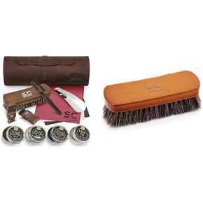 Ultimate Leather Shoe Care Bundle – 13 PC Shoe Shine Kit with Black, Brown, Neutral Polishes & Horsehair Brush – Perfect for Polishing, Buffing, and Restoring Shoes