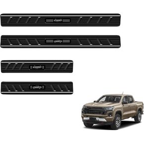4PCS Car Door Edge Guards Door Sill Protector for Chevy 2023-2025 Colorado & for GMC 2023-2025 Canyon Accessories Black Brushed Stainless Steel Material Car Door Threshold Protection