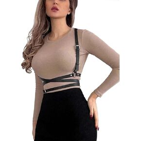 Women's Body Waist Belt Vest Punk Leather Belt Body Chain Faux Leather Harness Accessories for Party Cosplay Dating