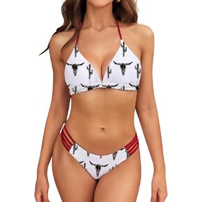 مجموعات Sheshow Bikini للنساء على طراز رعاة البقر من قطعتين للسباحة الخلفية الدانتيل حتى منتصف الارتفاع بدلة السباحة المثيرة الحجم XS-XL in Kuwait