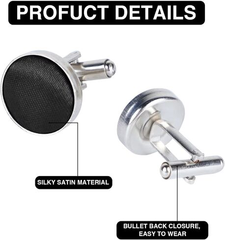 Classic Round Cufflinks for Men, Multi Colors, Silky Tuxedo Shirt Cuff Links for Wedding, Business, Prom in Kuwait