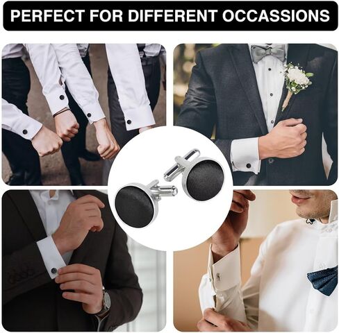 Classic Round Cufflinks for Men, Multi Colors, Silky Tuxedo Shirt Cuff Links for Wedding, Business, Prom in Kuwait