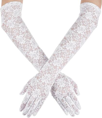 Women's Long Lace Gloves Tea Party Gloves Elegant Formal Gloves Bridal Gloves for Wedding Cocktail Party Opera Performance in Saudi Arabia