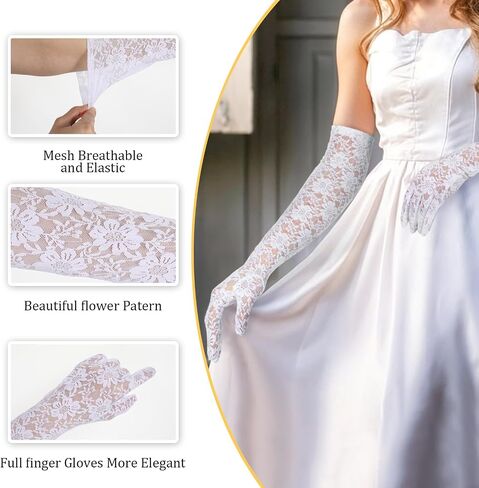 Women's Long Lace Gloves Tea Party Gloves Elegant Formal Gloves Bridal Gloves for Wedding Cocktail Party Opera Performance in Saudi Arabia