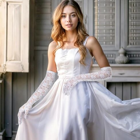 Women's Long Lace Gloves Tea Party Gloves Elegant Formal Gloves Bridal Gloves for Wedding Cocktail Party Opera Performance in Saudi Arabia