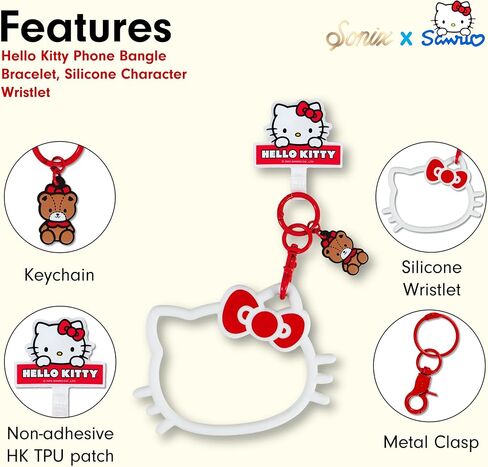 سوار سوارس سوريو Sanrio للهاتف ، معصم الحرف السيليكون - سوار حلقة مفتاح قابلة للفصل مع علامة تبويب Tether ، التوافق العالمي | مرحبا كيتي in Kuwait