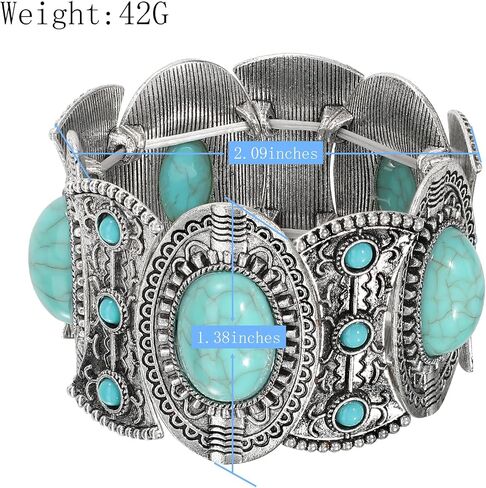 Turquoise Bracelet for Women Boho Bracelets Vintage Western Cowgirl Bangle Bracelet Stretch Turquoise Jewelry in Kuwait