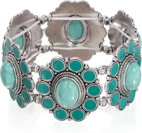 Turquoise Bracelet for Women Boho Bracelets Vintage Western Cowgirl Bangle Bracelet Stretch Turquoise Jewelry in Kuwait