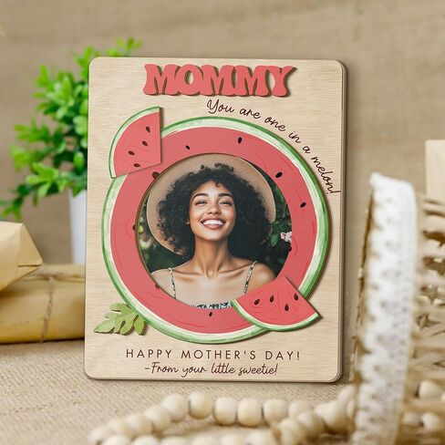 Mom Magnetic Picture Frame for Fridge, 4" Wooden Magnetic Picture Frame, for Mom, Mommy, Auntie, Grandma, Picture Magnets for Refrigerator, Rainbow You Make Me Happy in Kuwait