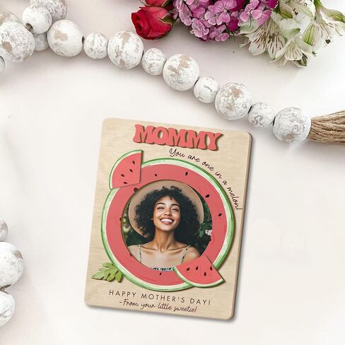 Mom Magnetic Picture Frame for Fridge, 4" Wooden Magnetic Picture Frame, for Mom, Mommy, Auntie, Grandma, Picture Magnets for Refrigerator, Rainbow You Make Me Happy in Kuwait