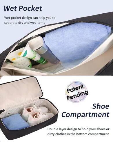 Wandering Nature For Spirit Airlines Personal Item Bag 18x14x8 Travel Duffel Bag Underseat Carry on Luggage with Shoe Compartment Wet Pocke Toiletry Pouch for Women Men Patent Pending in Kuwait