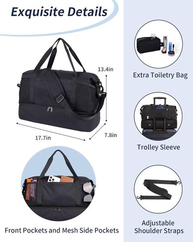 Wandering Nature For Spirit Airlines Personal Item Bag 18x14x8 Travel Duffel Bag Underseat Carry on Luggage with Shoe Compartment Wet Pocke Toiletry Pouch for Women Men Patent Pending in Kuwait