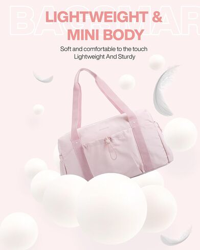 BAGSMART Foldable Travel Duffle Bag For Women, Gym Tote Bag for Sports, 26L Airport Carry On Weekender Overnight Bag for Travel, Travel Accessories(Baby Pink) in Kuwait