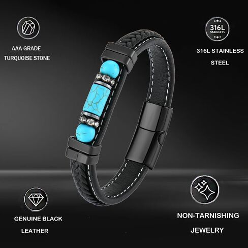Turquoise Bracelet for Men Leather Men Bracelet in Kuwait