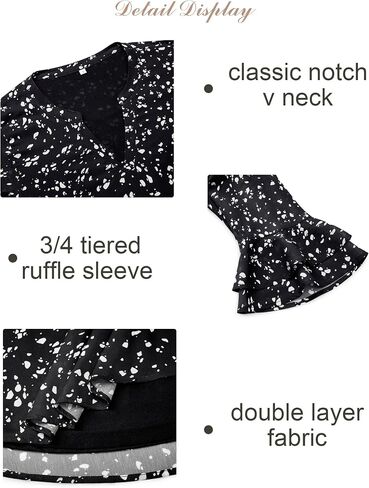 Blouse for Women Dressy Casual Spring Summer 3/4 Ruffle Sleeve Tops Double Layered Business Casual Tunic Work Shirts in Kuwait